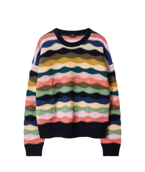 Womens Knitted Sweater Crew Neck - Multi