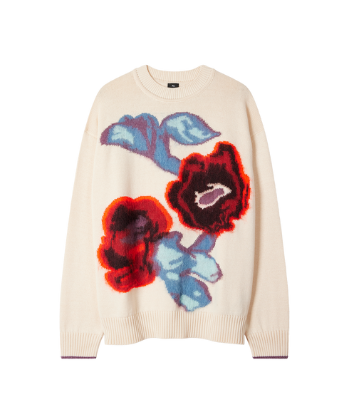 Womens Knitted Sweater Crew Neck - White