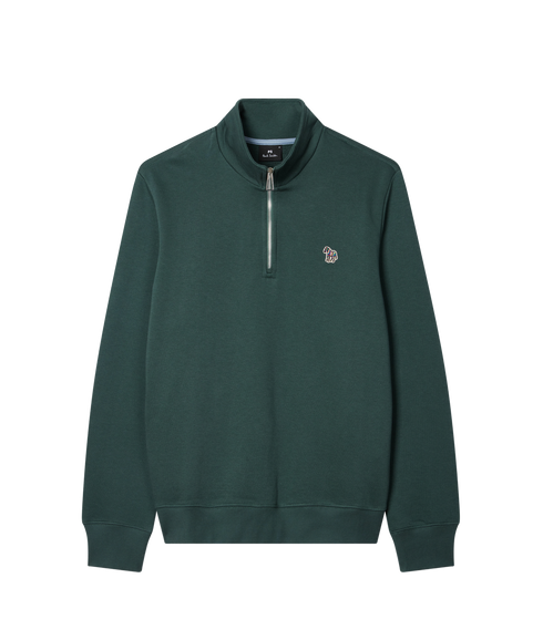 Mens Ls Reg Fit Half Zip Top Zebra - LT Greyish Green