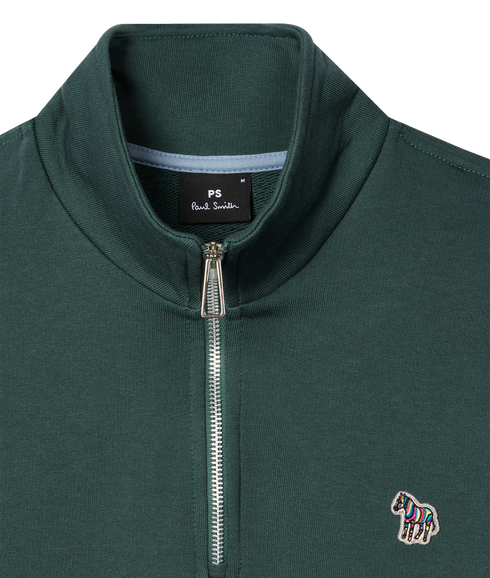 Mens Ls Reg Fit Half Zip Top Zebra - LT Greyish Green