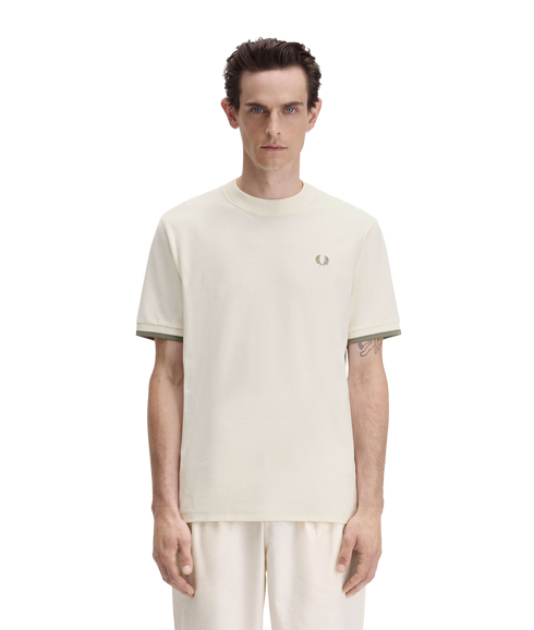 Tipped Cuff Pique Shirt - Light Ecru