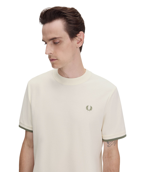 Tipped Cuff Pique Shirt - Light Ecru