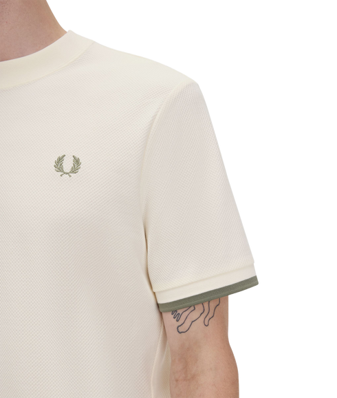 Tipped Cuff Pique Shirt - Light Ecru