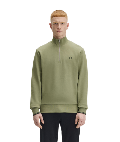 Half Zip Sweat - Olive Mint