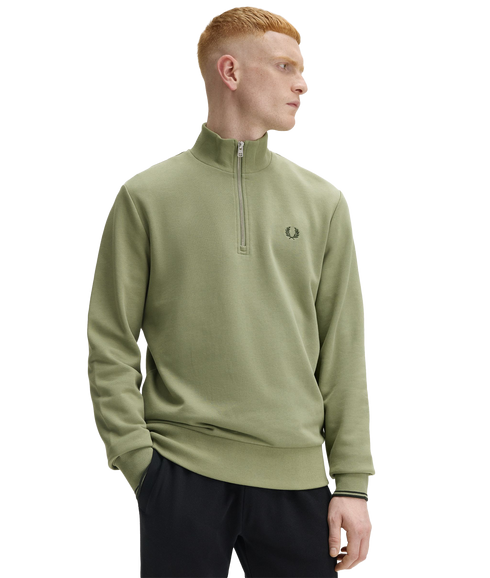 Half Zip Sweat - Olive Mint