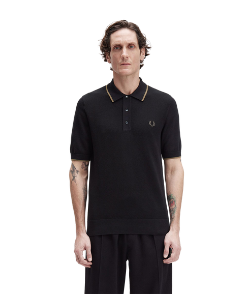 Pique Stitch Knitted Shirt - Black