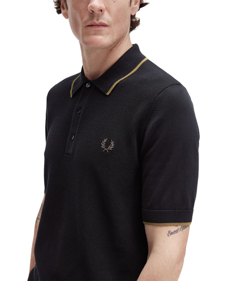 Pique Stitch Knitted Shirt - Black