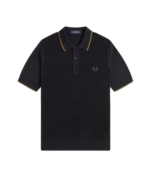 Pique Stitch Knitted Shirt - Black