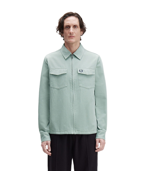 Twill Zip Through Overshirt - Bayleaf