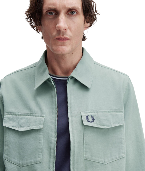 Twill Zip Through Overshirt - Bayleaf
