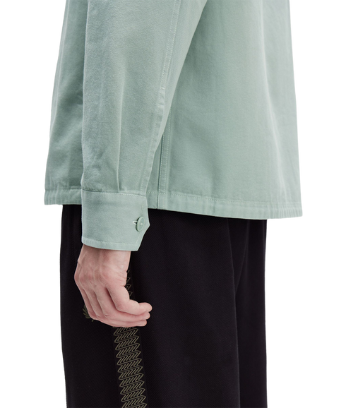 Twill Zip Through Overshirt - Bayleaf