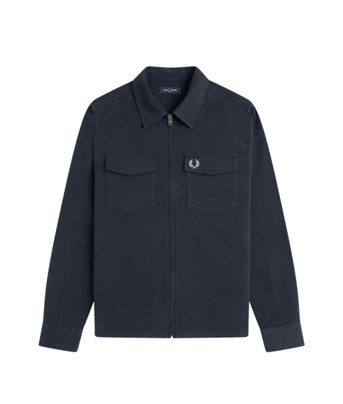 Twill Zip Through Overshirt - Navy