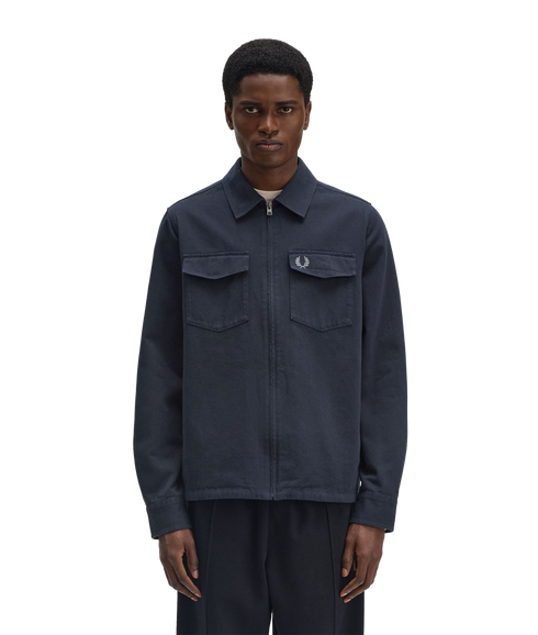 Twill Zip Through Overshirt - Navy