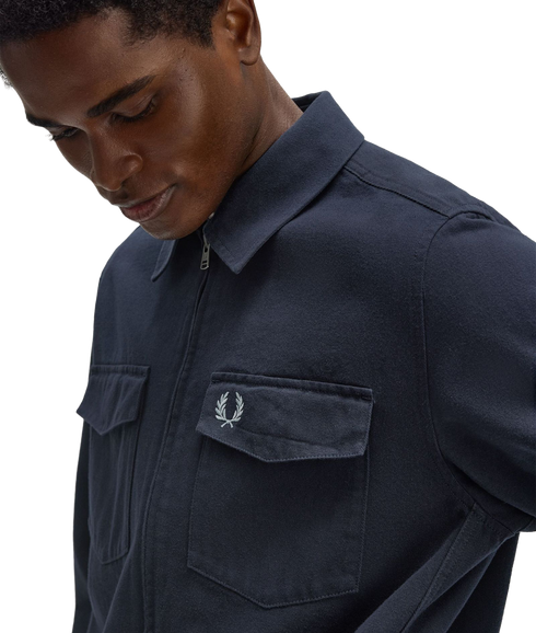 Twill Zip Through Overshirt - Navy
