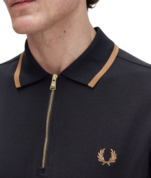 Crepe Pique Polo Shirt - Black
