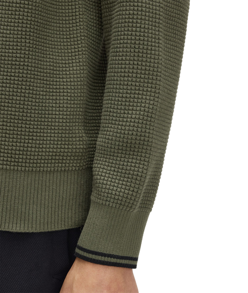 Waffle Stitch Half Zip Jumper - Green