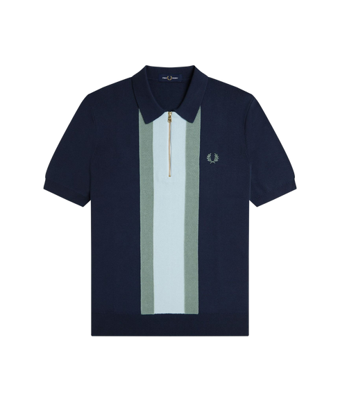 Textured Stripe Knitted Shirt - Dark Airforce