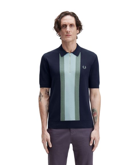 Textured Stripe Knitted Shirt - Dark Airforce
