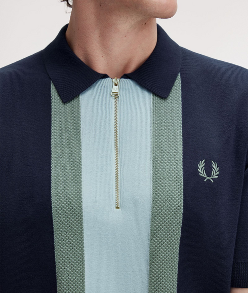 Textured Stripe Knitted Shirt - Dark Airforce