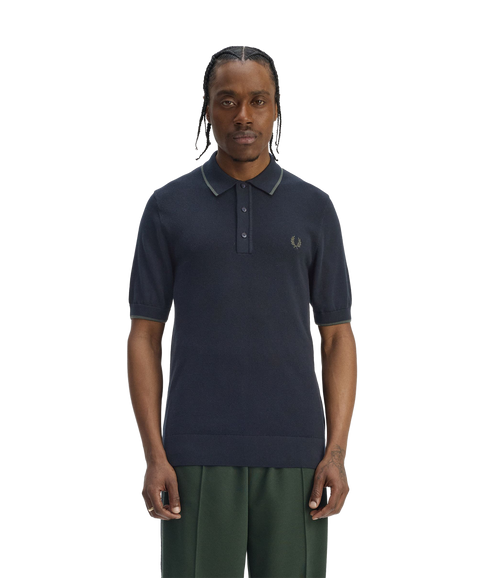 Pique Stitch Knitted Shirt - Navy