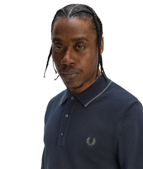 Pique Stitch Knitted Shirt - Navy