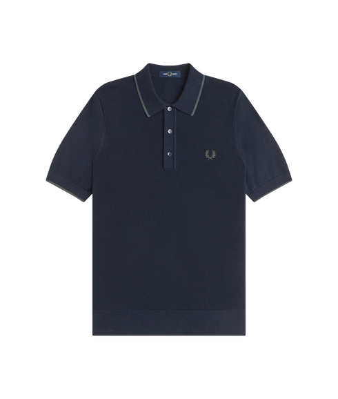 Pique Stitch Knitted Shirt - Navy