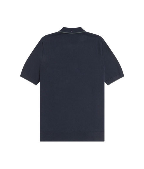 Pique Stitch Knitted Shirt - Navy