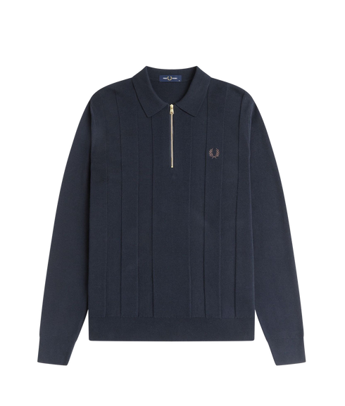 Tonal Stripe Knitted Shirt - Navy