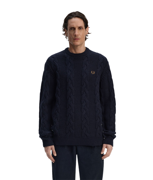 Chunky Cable Knit Jumper - Navy