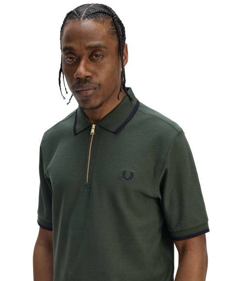 Crepe Pique Polo Shirt - Court Green