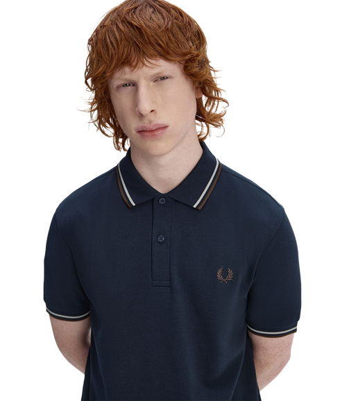 Twin Tipped Fred Perry Shirt - Navy/Woat/Bntob