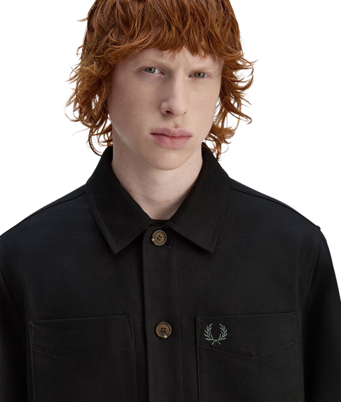 Brushed Twill Overshirt - Black