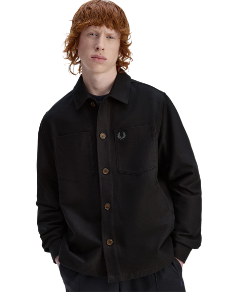Brushed Twill Overshirt - Black