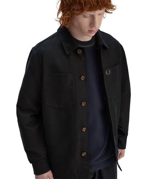 Brushed Twill Overshirt - Black