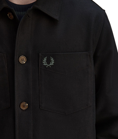 Brushed Twill Overshirt - Black