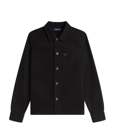 Brushed Twill Overshirt - Black