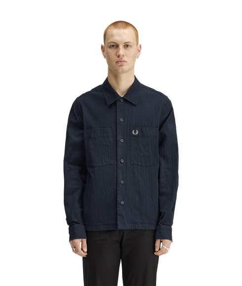 Seersucker Overshirt - Navy