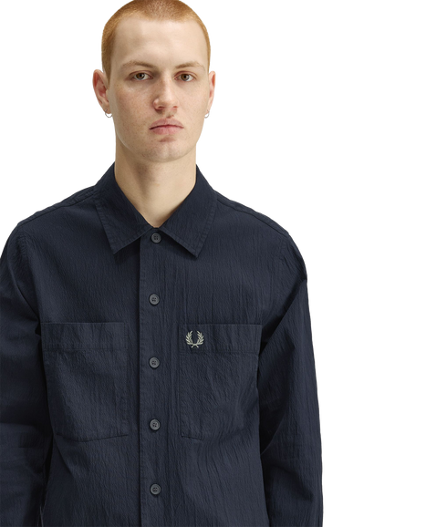 Seersucker Overshirt - Navy