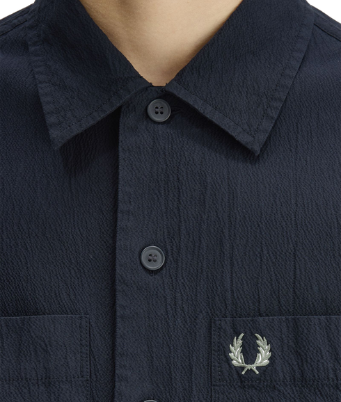 Seersucker Overshirt - Navy