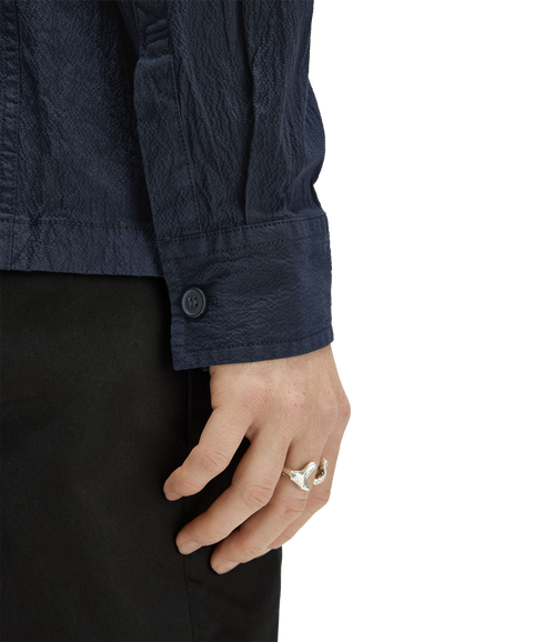 Seersucker Overshirt - Navy