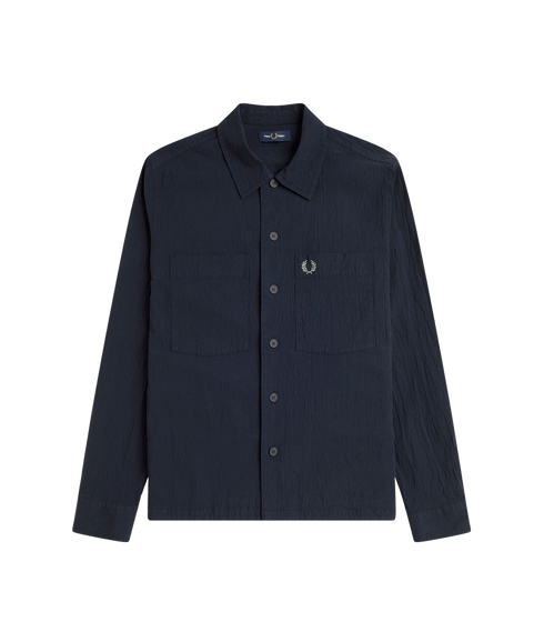 Seersucker Overshirt - Navy