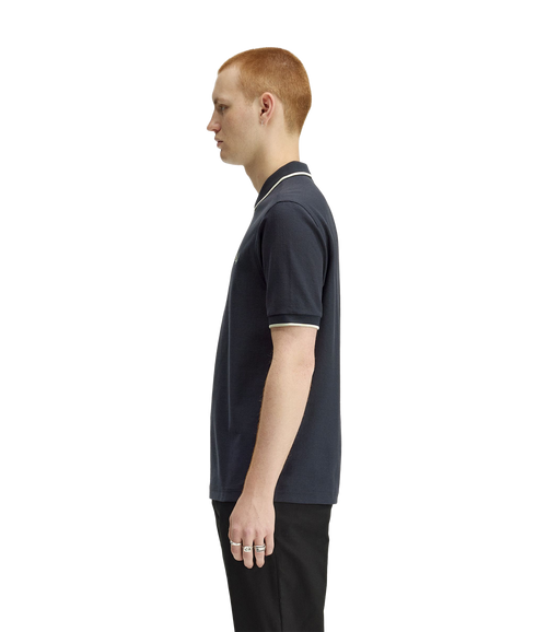 Crepe Pique Polo Shirt - Navy