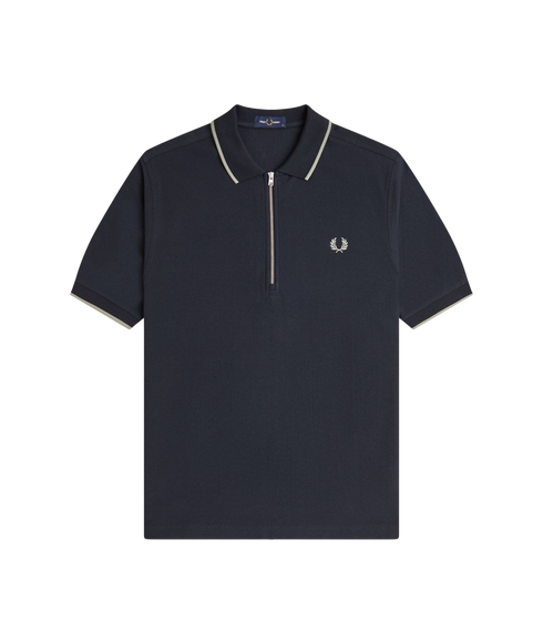 Crepe Pique Polo Shirt - Navy