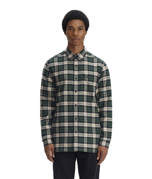 Brushed Twill Tartan Shirt - Court Green