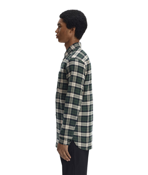 Brushed Twill Tartan Shirt - Court Green
