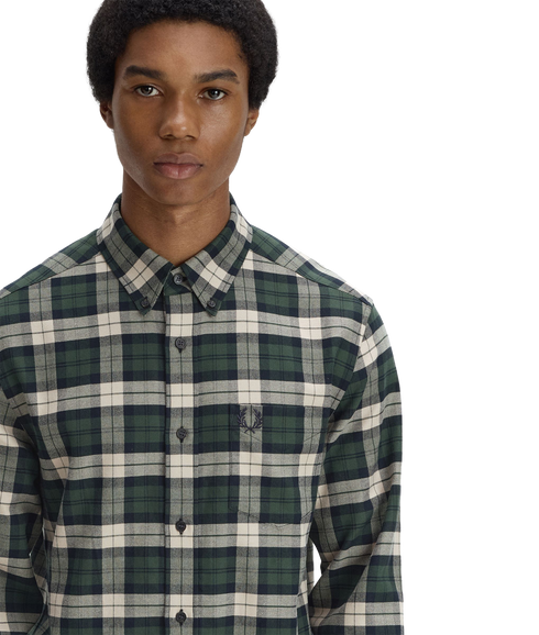 Brushed Twill Tartan Shirt - Court Green