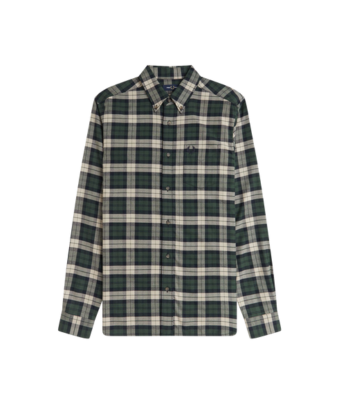 Brushed Twill Tartan Shirt - Court Green