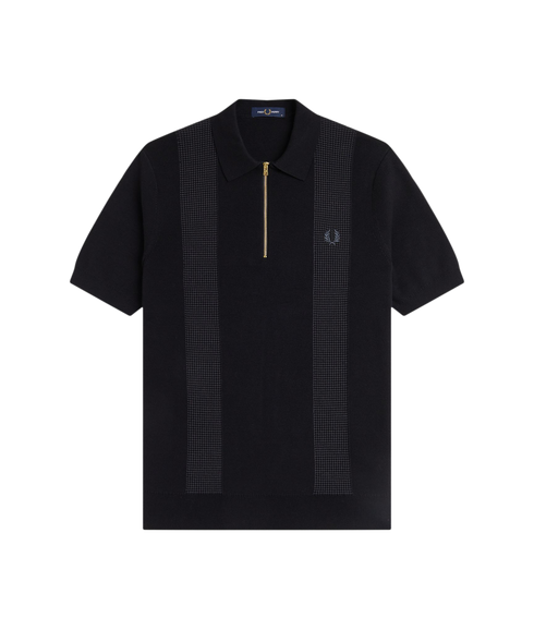 Panel Detail Knitted Shirt - Black