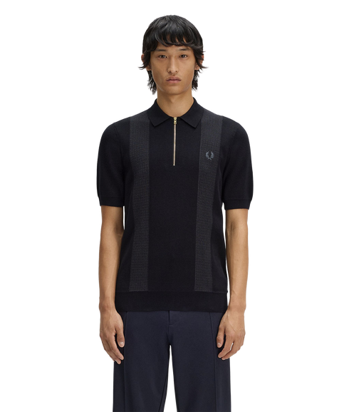 Panel Detail Knitted Shirt - Black