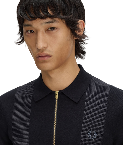 Panel Detail Knitted Shirt - Black